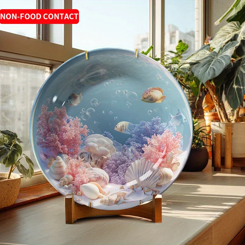 Marine Aquarium Home - Seramik Deniz Temalı Akvaryum Tabağı ve