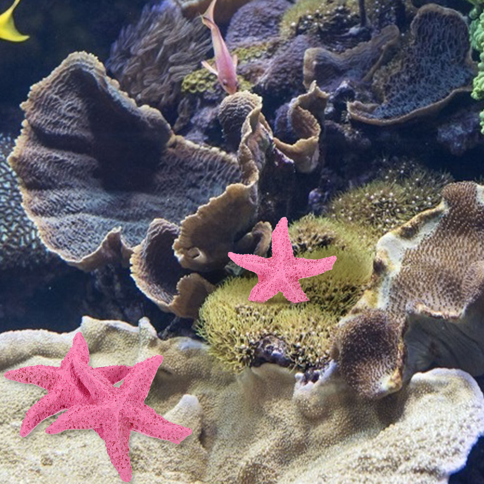 Marine Aquarium Home - 2 Adet Yapay Deniz Hayvanı Figürlü