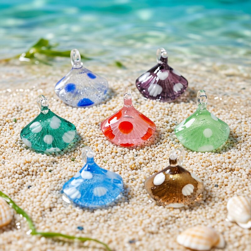 Aquarium And Marine - Renkli Mini Deniz Kabuğu Charm Cam